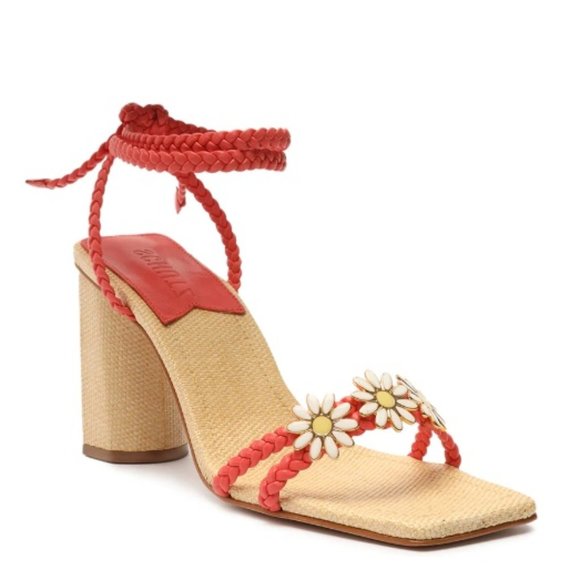 $89 NWT SCHUTZ Coral Daisy Leather Sandal - Picture 1 of 8